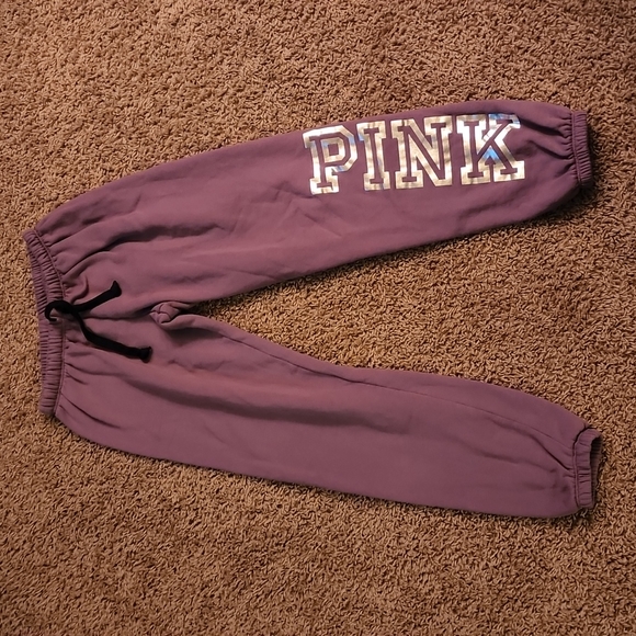 PINK Victoria Secret Everyday Classic Lounge Sweat Pant Small purple silver NEW - Picture 2 of 11